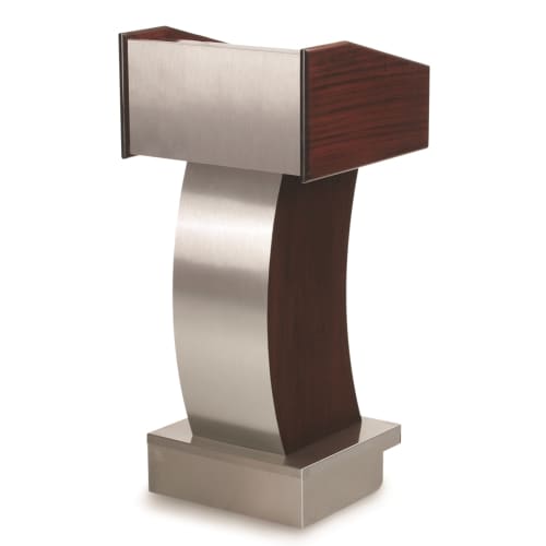 Deluxe Pedestal Design Podium, Satin Brown Mahogany